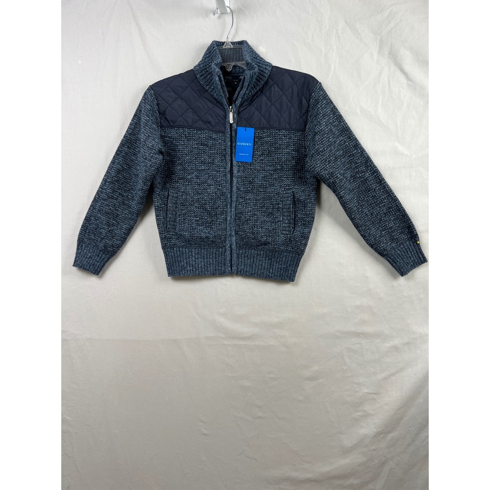 Gioberti Full Zip Sweater Kids Size 10 Melange Blue Quilted Yoke New Jacket